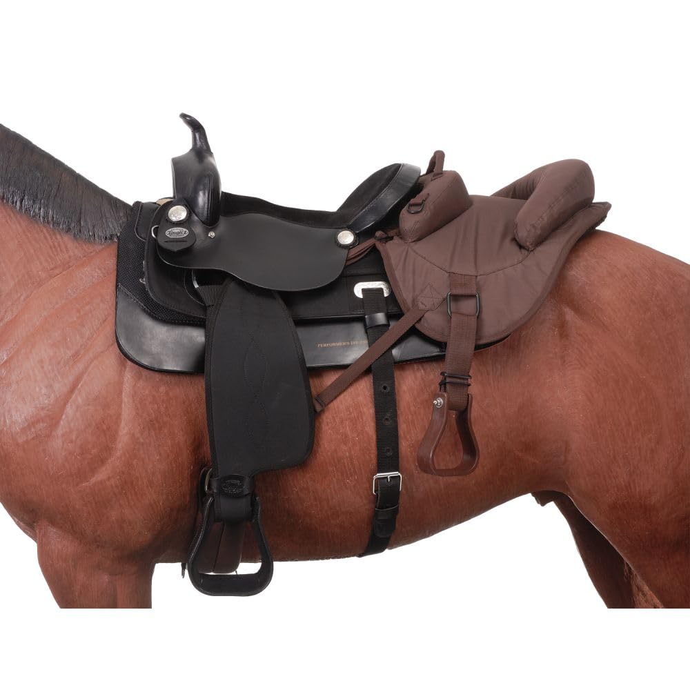 Montura tándem para ir detrás en el caballo. Sillín Western Equitación