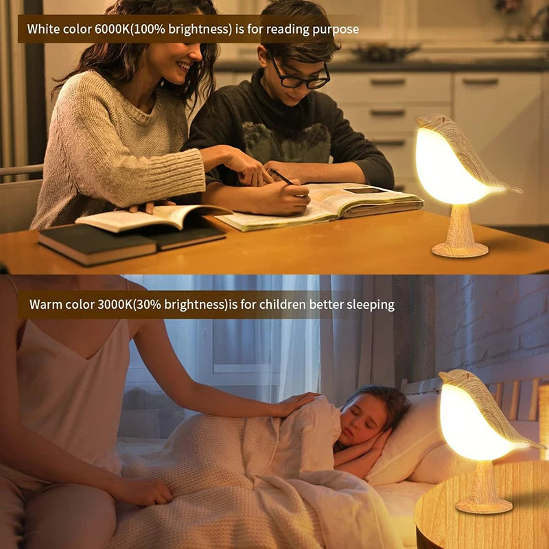 BirdLight™ by AnimalArtBuy® – Lámpara LED Nórdica en Forma de Pájaro con Sensor Táctil