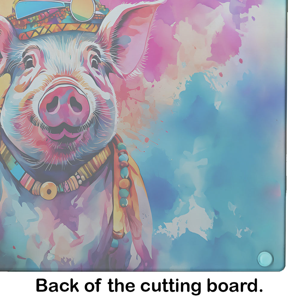 Tabla de Cortar de Cristal | Cerdo Hippie - Arte Animal Decorativo