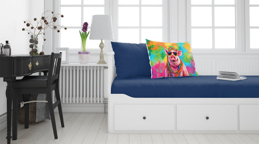 Funda de Almohada | Cerdo Hippie - Arte Animal Divertido Bohemio