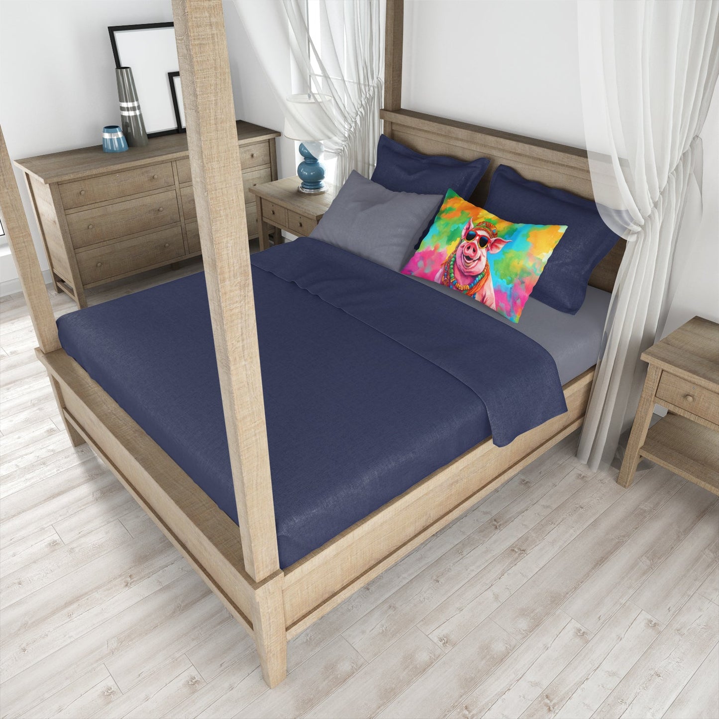 Funda de Almohada | Cerdo Hippie - Arte Animal Divertido Bohemio