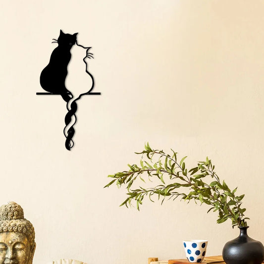 Cats in Love – Metal Wall Art by Animal Art cuddling cats