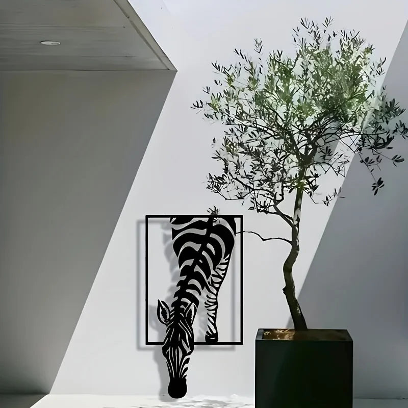 Cebra 3D de Metal “Out of Frame” – Arte de Pared Exclusivo By Animal Art