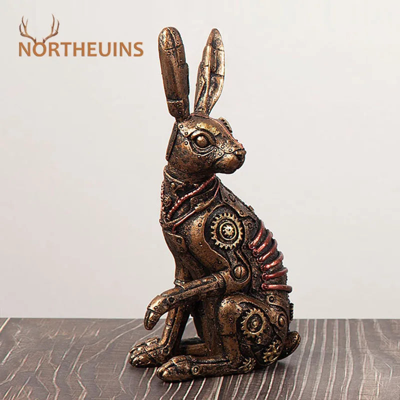 Estatua Conejo Steampunk - Figura Decorativa Resina Metal