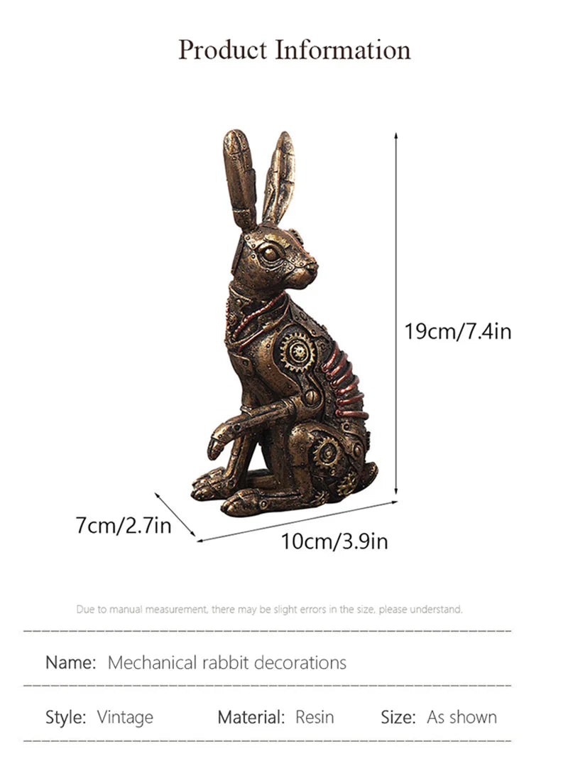 Estatua Conejo Steampunk - Figura Decorativa Resina Metal