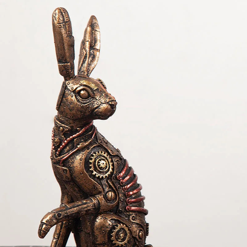 Estatua Conejo Steampunk - Figura Decorativa Resina Metal