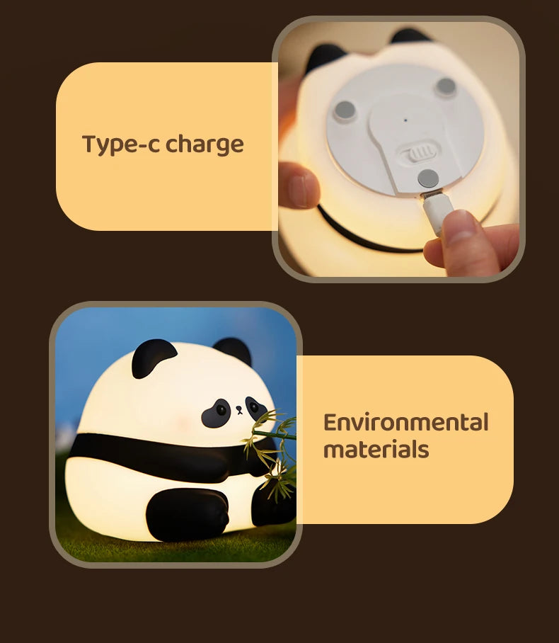 Lámpara Nocturna Panda | Luz de Noche USB Recargable Animal Cute