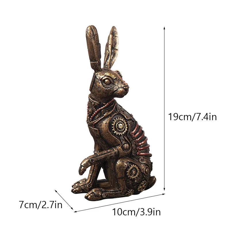 Estatua Conejo Steampunk - Figura Decorativa Resina Metal
