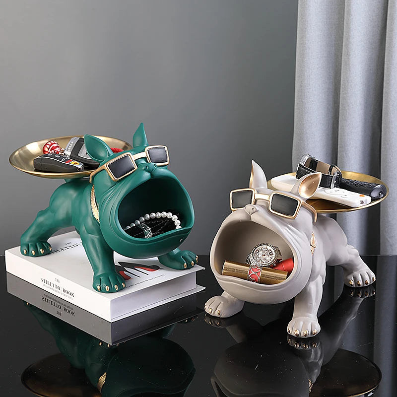 Figura Bulldog Decorativa con de Almacenamiento – Escultura de Resina Exclusiva AnimalArtBuy