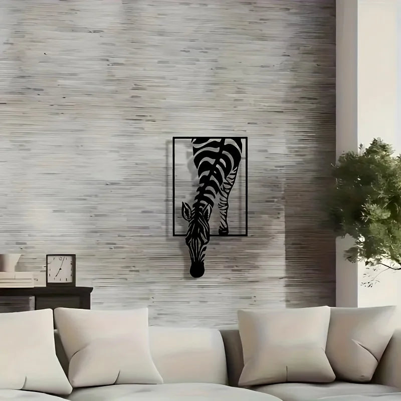 Cebra 3D de Metal “Out of Frame” – Arte de Pared Exclusivo By Animal Art