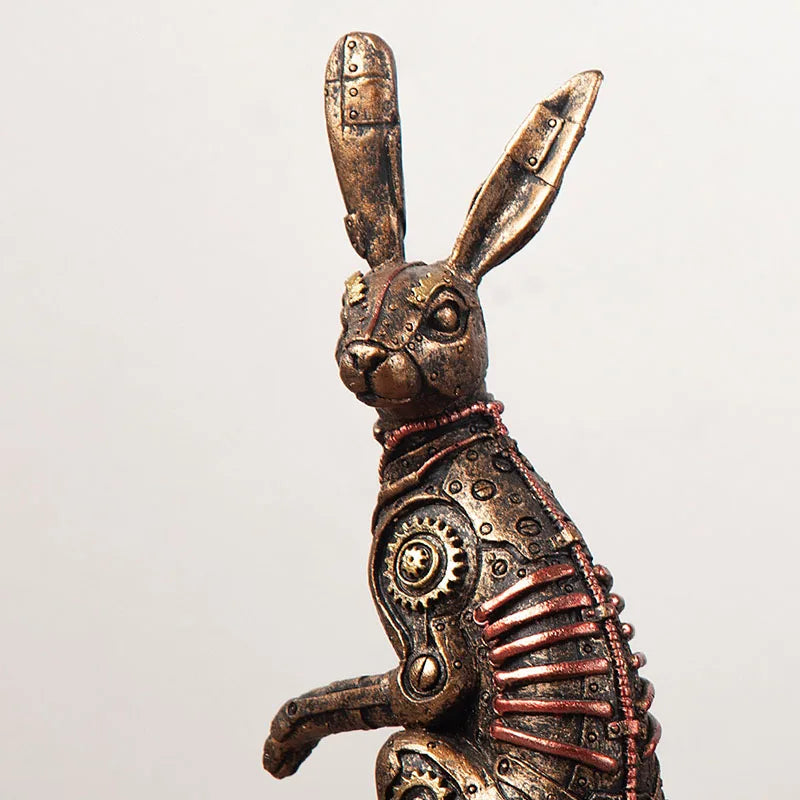 Estatua Conejo Steampunk - Figura Decorativa Resina Metal