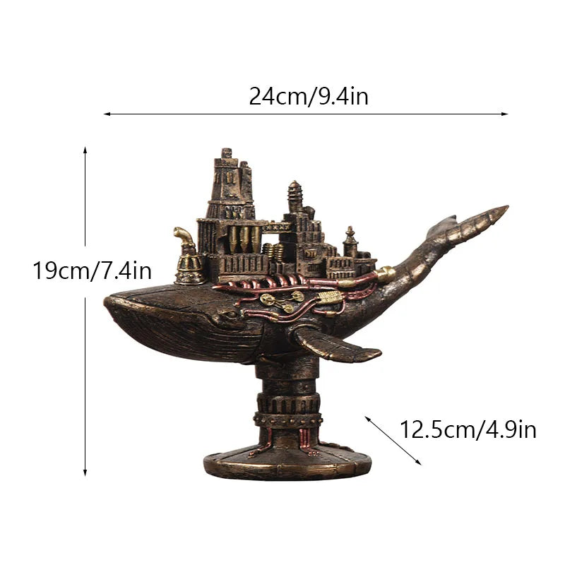 Estatua Conejo Steampunk - Figura Decorativa Resina Metal