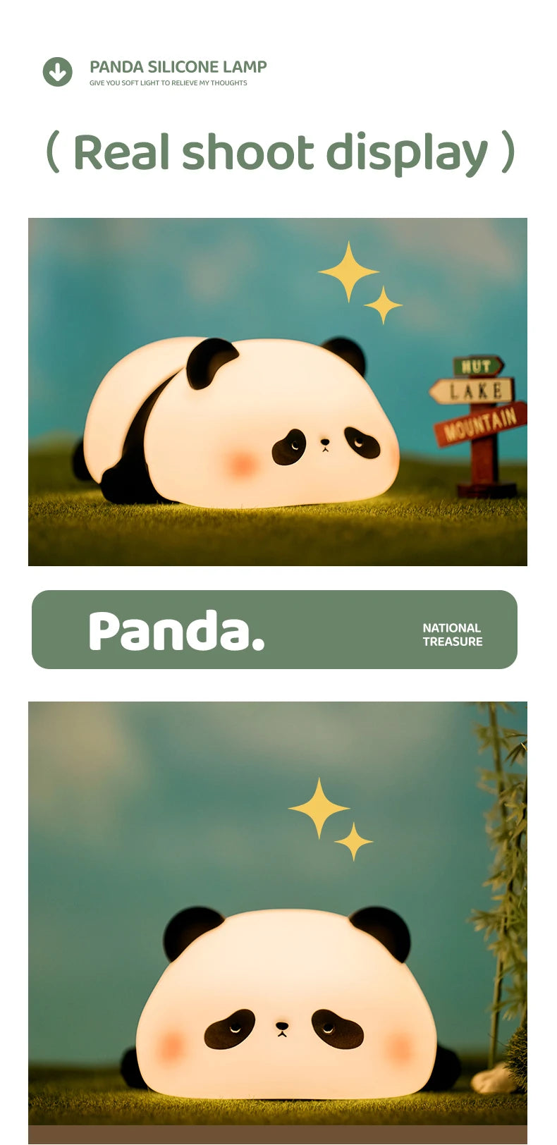 Lámpara Nocturna Panda | Luz de Noche USB Recargable Animal Cute