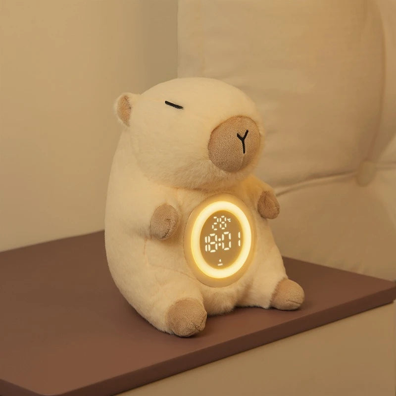 Capibara Mágico – Felpa, Luz Cálida, Alarma Dual y Termómetro Integrado