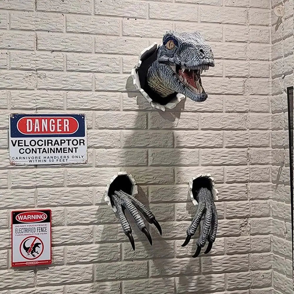 Raptor Breakout™ – Dinosaurio 3D de Resina para Pared (Exclusivo AnimalArtBuy®)