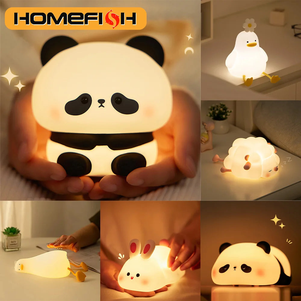 Lámpara Nocturna Panda | Luz de Noche USB Recargable Animal Cute