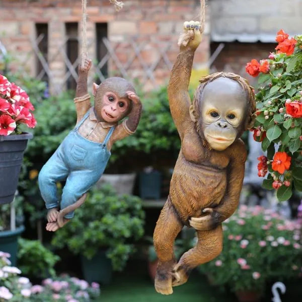 Escultura Mono Colgante de Resina - Colección Animalística