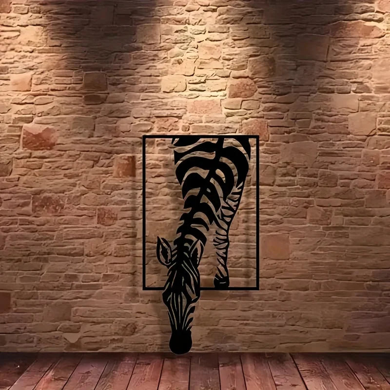 Cebra 3D de Metal “Out of Frame” – Arte de Pared Exclusivo By Animal Art