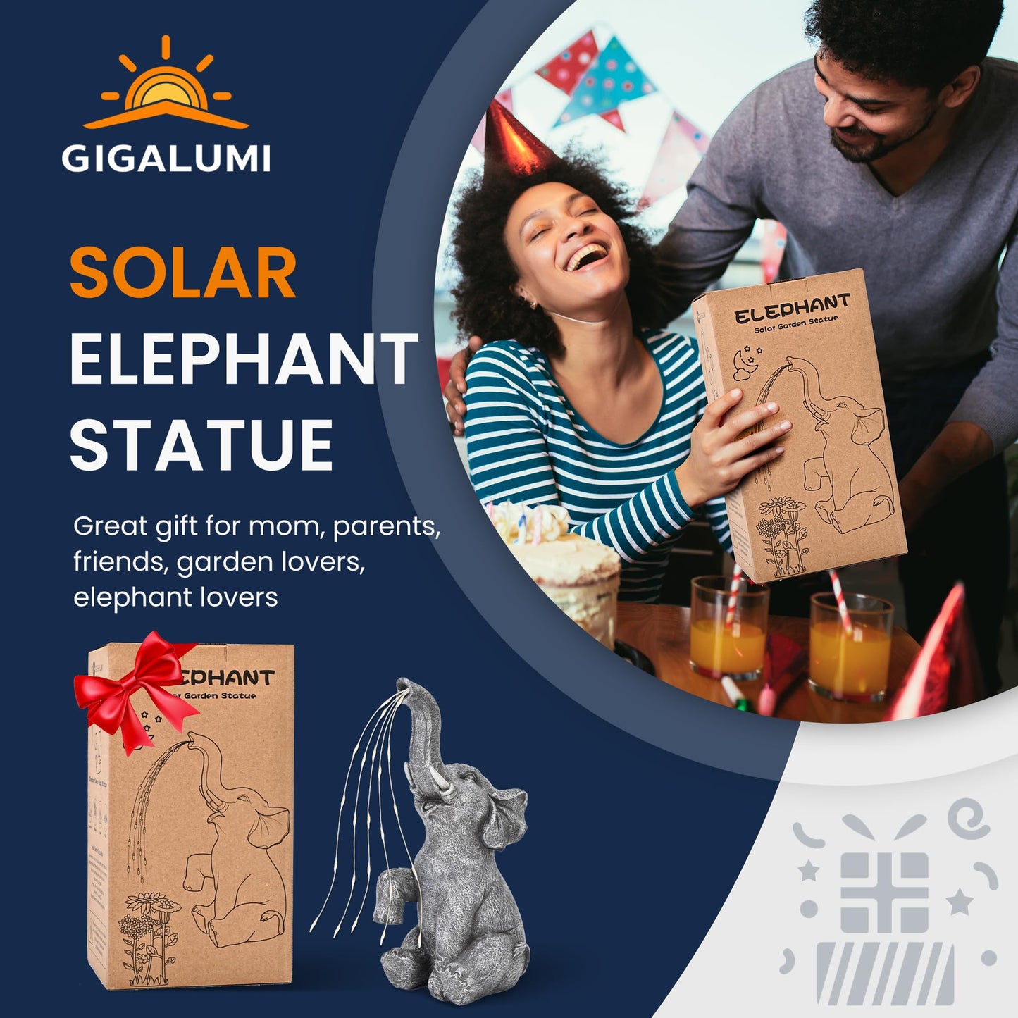 Estatua de Elefante con LED solares