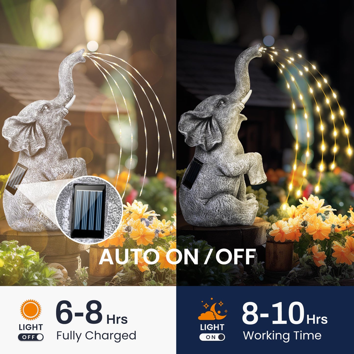 Estatua de Elefante con LED solares