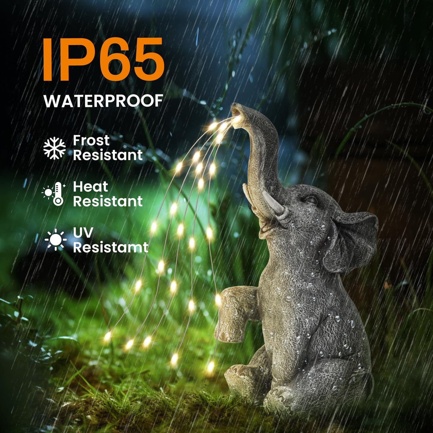 Estatua de Elefante con LED solares
