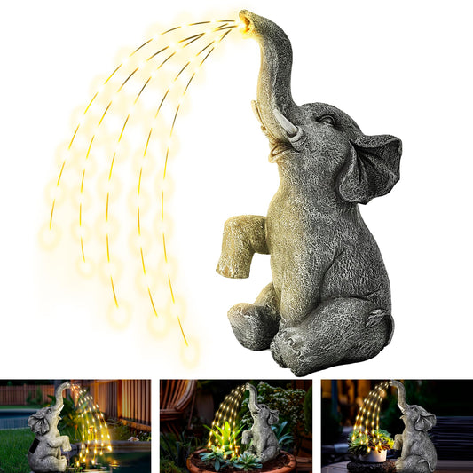 Estatua de Elefante con LED solares