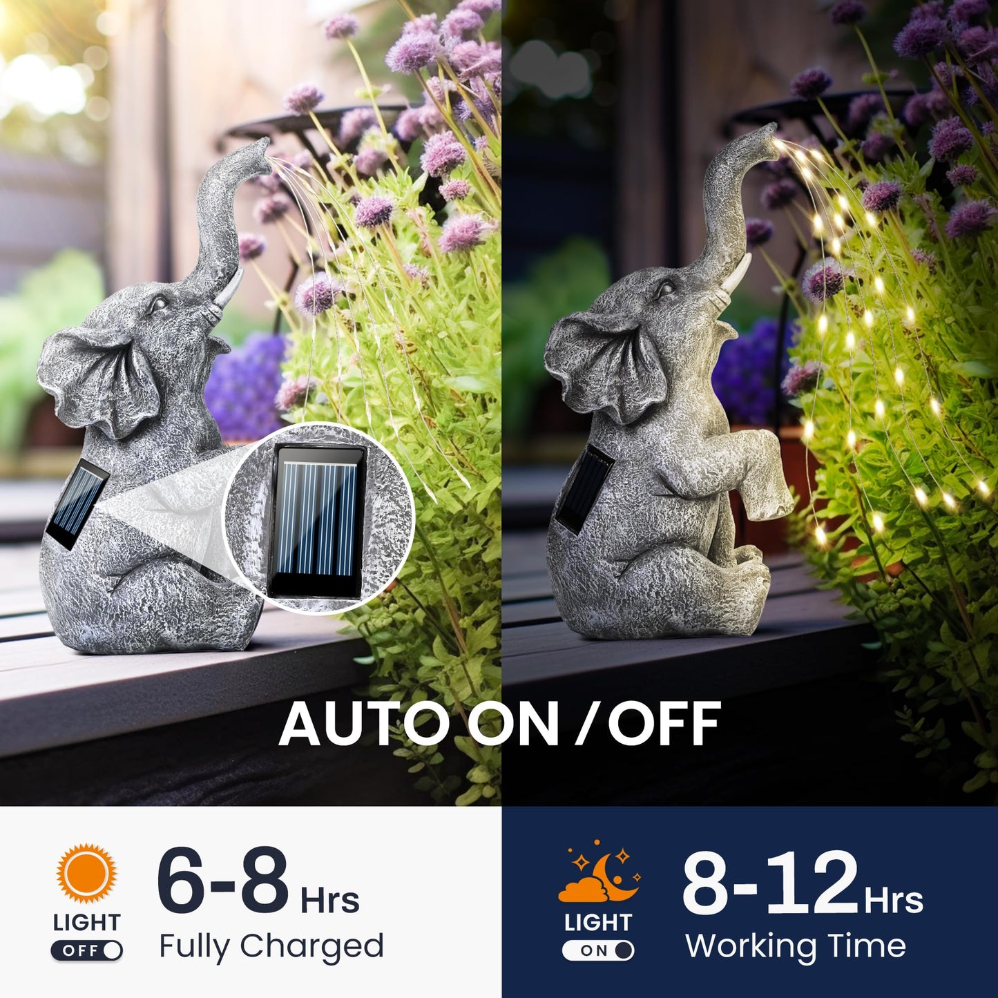 Estatua de Elefante con LED solares