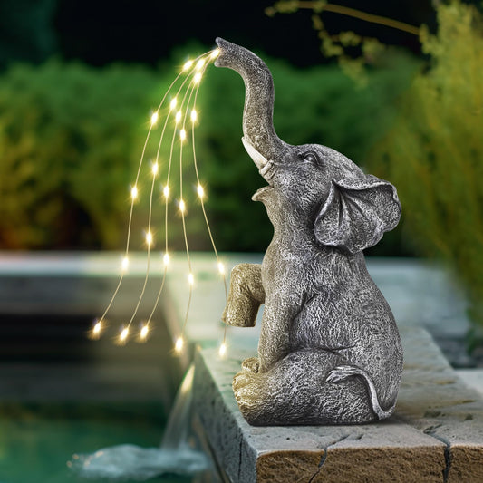 Estatua de Elefante con LED solares