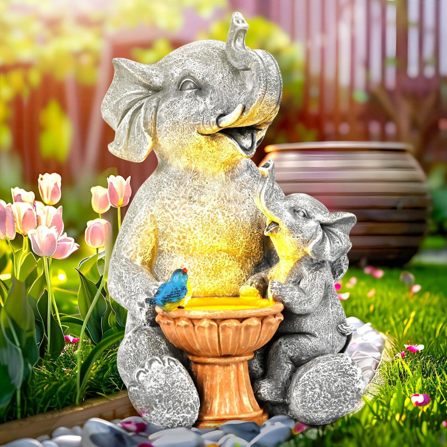 Estatua de Elefante con LED solares
