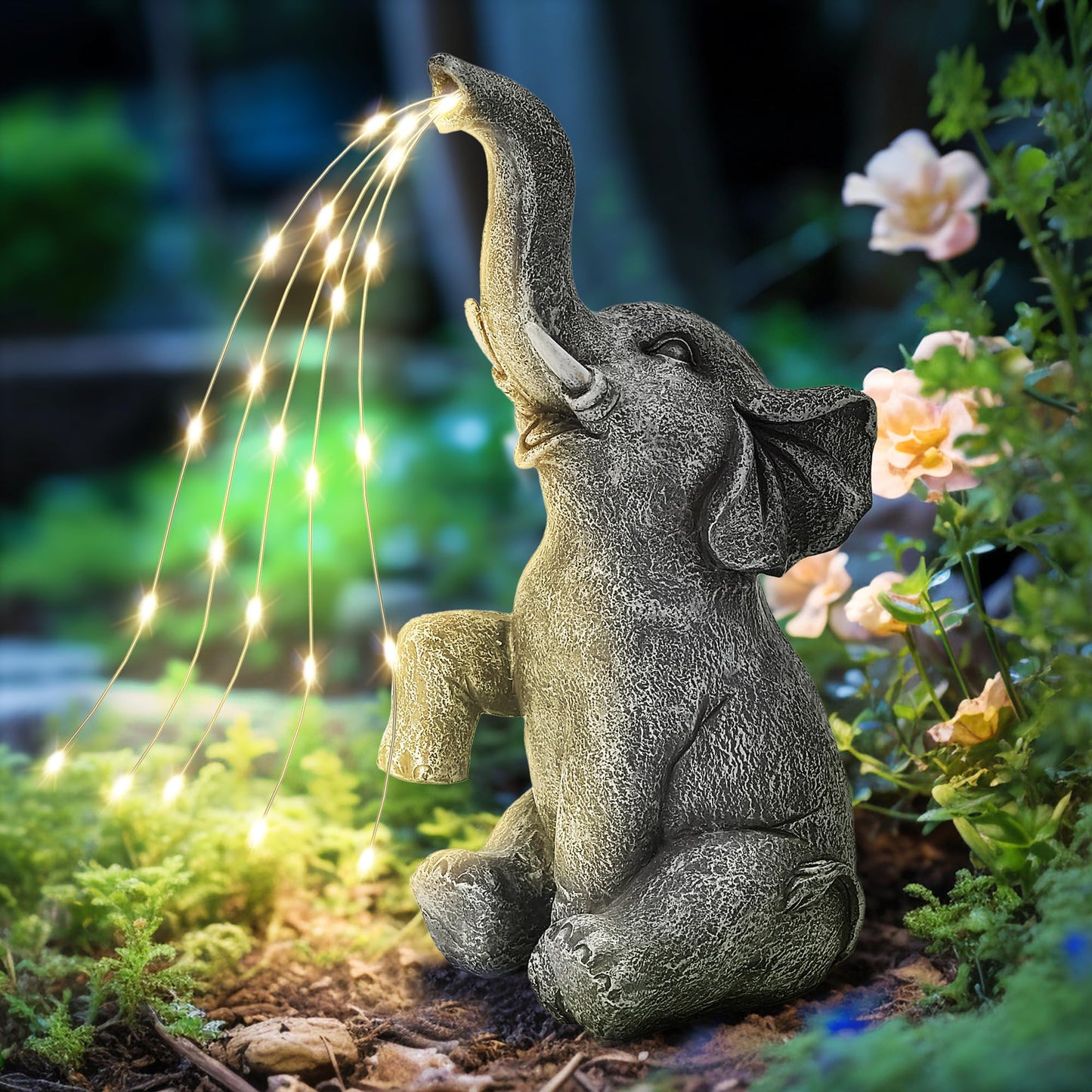 Estatua de Elefante con LED solares