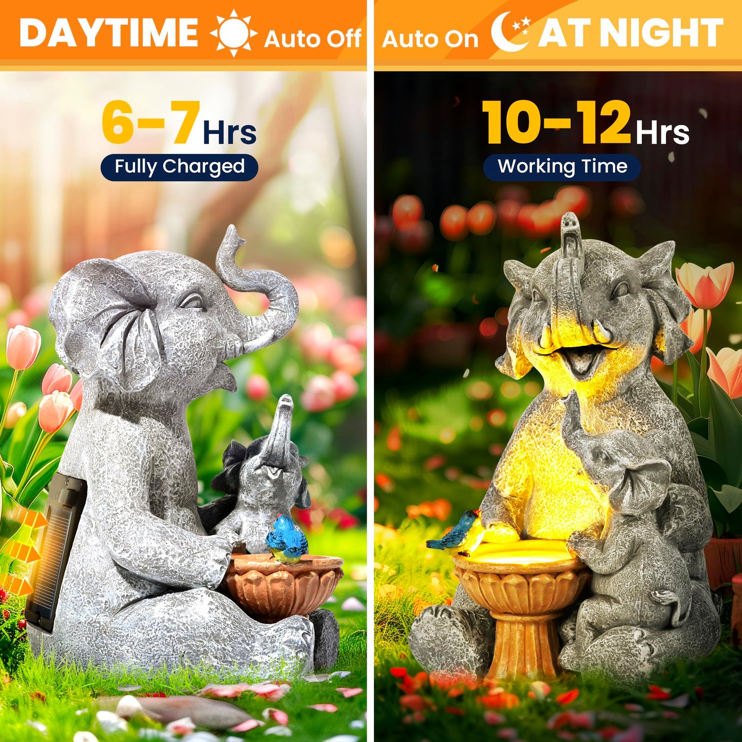 Estatua de Elefante con LED solares