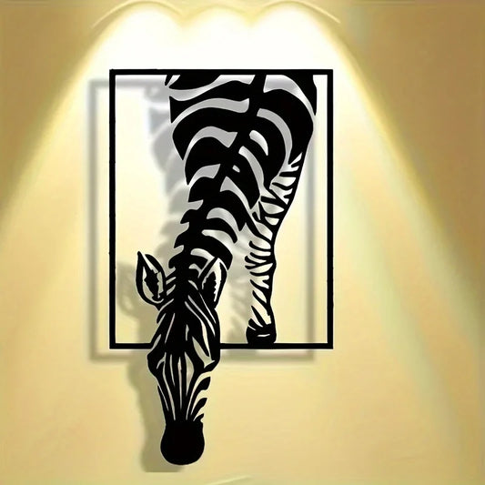 Cebra 3D de Metal “Out of Frame” – Arte de Pared Exclusivo