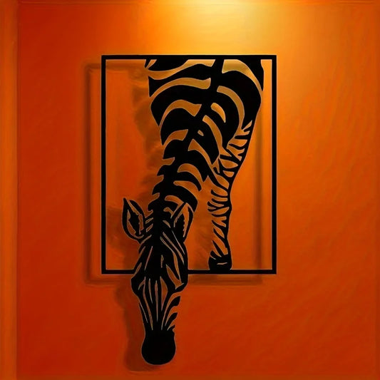 Cebra 3D de Metal “Out of Frame” – Arte de Pared Exclusivo
