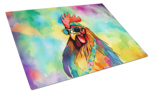 Tabla de Cortar de Cristal | Gallo Hippie - Arte Rural Vibrante Cocina