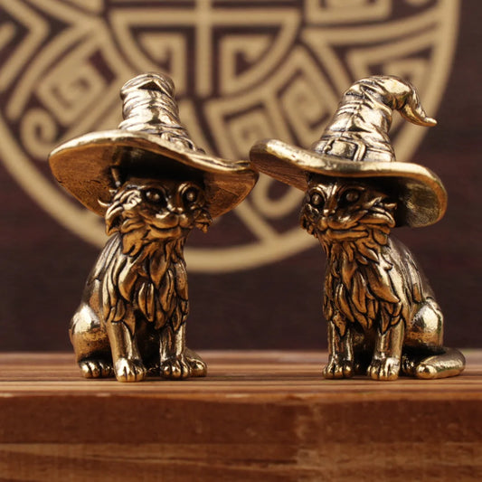 Mini Estatua Gato Hechicero de Latón – Colección Animalium Laton Art™ | Arte Retro & Mágico