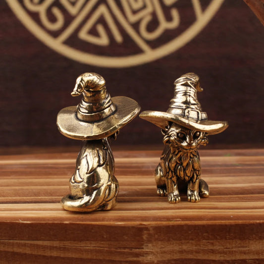 Mini Estatua Gato Hechicero de Latón – Colección Animalium Laton Art™ | Arte Retro & Mágico