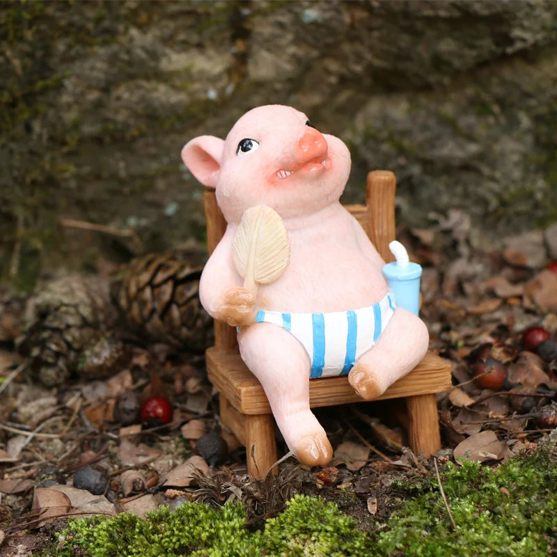 Mini Figuras de Cerdos Graciosos – Colección Animalística | Esculturas de Animales Únicas | Cerdo sentado