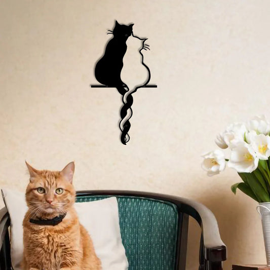 Gatos Enamorados – Arte Metálico de Pared by Animal Art abrazo gato