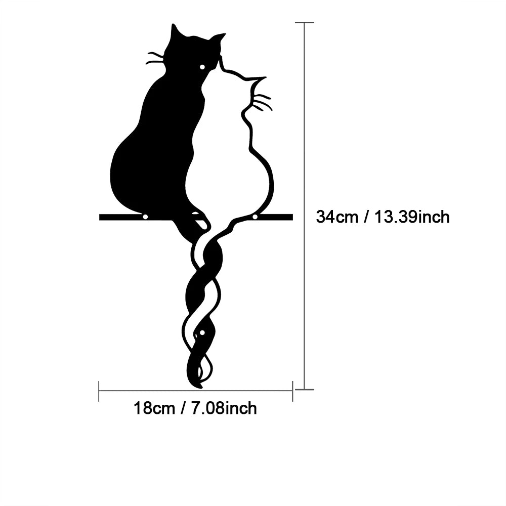 Gatos Enamorados – Arte Metálico de Pared by Animal Art Gatos abrazados 