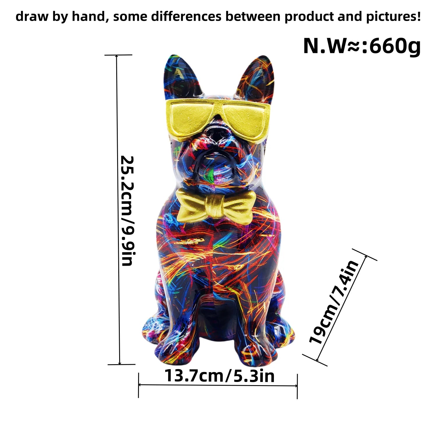 bulldog pop élite escultura urbana francés con gafas